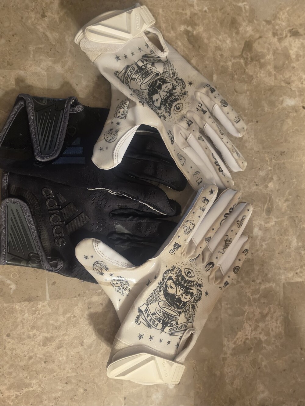 Two Pair Football Gloves Battle And Adidas
